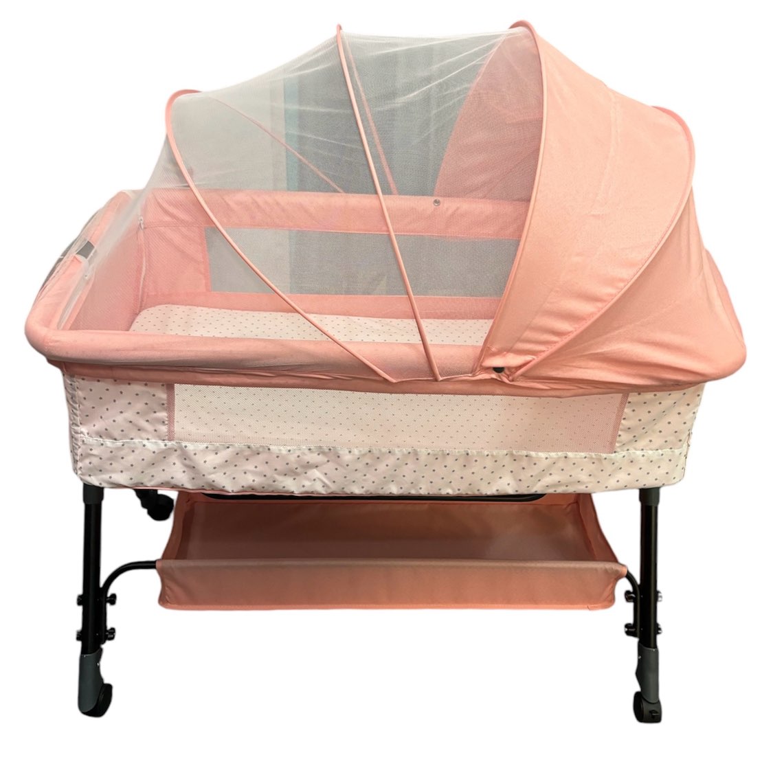 HDJ Baby Bassinet Adjustable Baby Bedside Sleeper Bassinet with 360 Wheel Pink SKU BSN000090NC